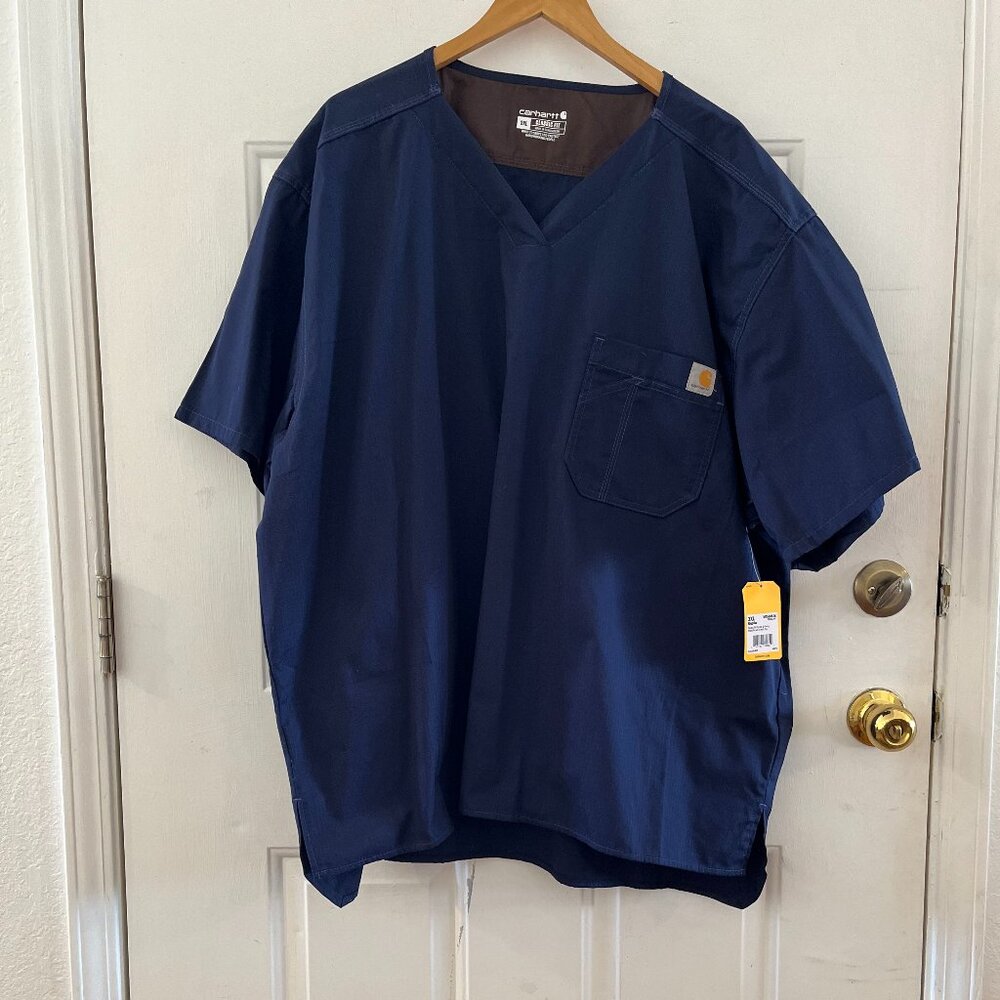 Carhartt Men's Blue Classic Fit Ripstop Bi-Swing V-Neck Work Shirt 3XL